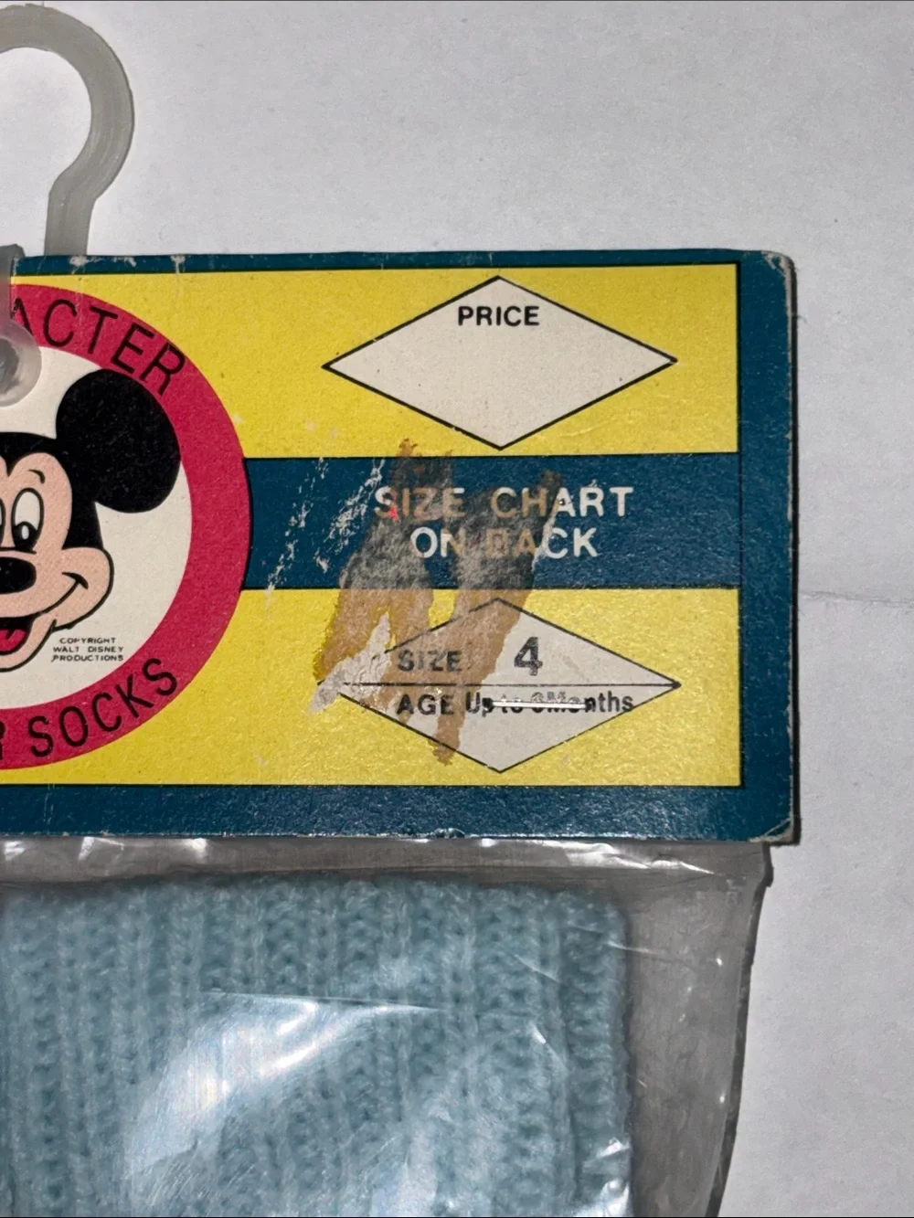Vintage Disney Size 4 Blue & White Mickey Knit Foam Cushioned Slipper Socks